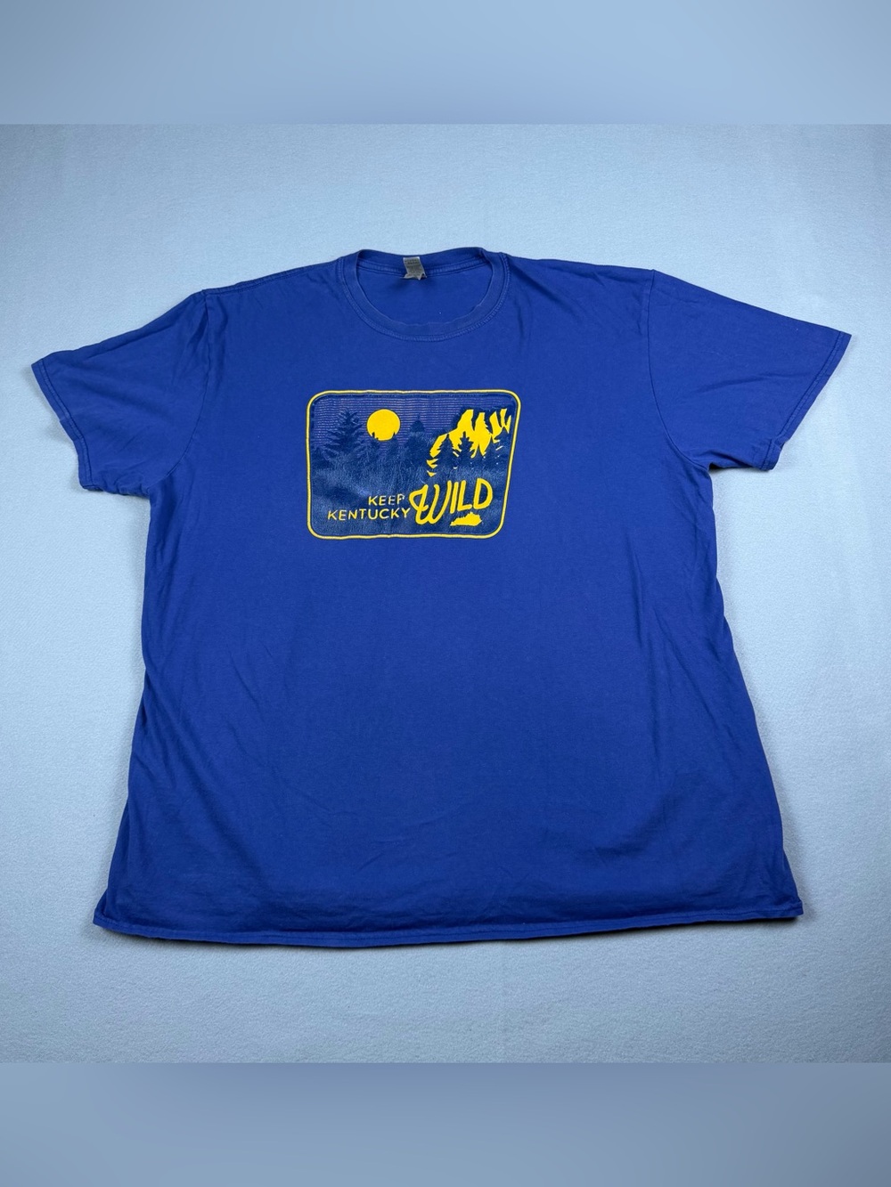 Gildan Blue Short Sleeve Tee with Yellow 'Keep Kentucky Wild' Graphic